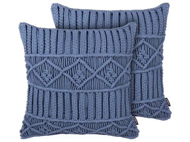 Set van 2 sierkussens KARATAS Katoen 45 x 45 cm Blauw geometrisch patroon