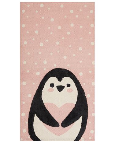 Kindervloerkleed PENGKOL Roze 80 x 150 cm Katoen