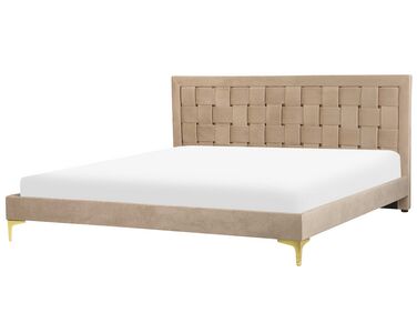 Bed Velvet LIMOUX 180 x 200 cm (EU Super King) Taupe