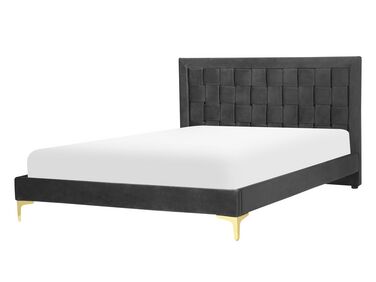 Bed Velvet LIMOUX 140 x 200 cm (EU Double) Black