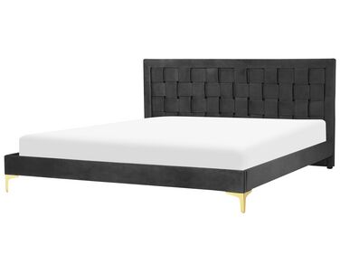 Bed Velvet LIMOUX 180 x 200 cm (EU Super King) Black