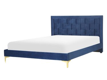 Bed Velvet LIMOUX 140 x 200 cm (EU Double) Navy Blue