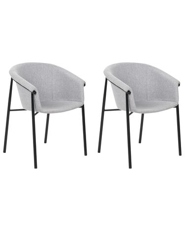 Set of 2 Dining Chairs AMES Fabric Light Grey