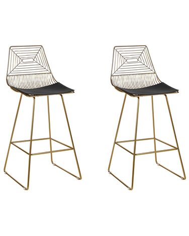 Set of 2 Bar Chairs BISBEE Metal Gold