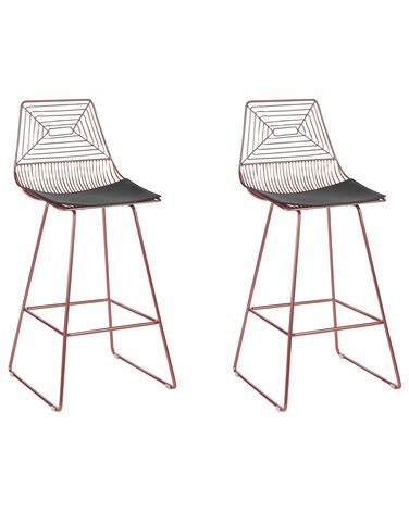 Set of 2 Bar Chairs BISBEE Metal Rose Gold