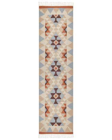 Vloerkleed DILIJAN Meerkleurig 80 x 300 cm Katoen Kelim