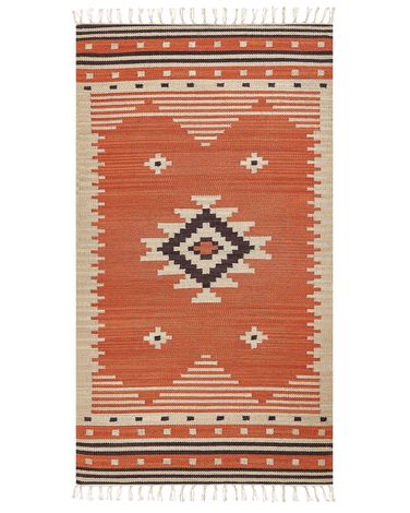 Vloerkleed GAVAR Oranje 80 x 150 cm Katoen Kelim