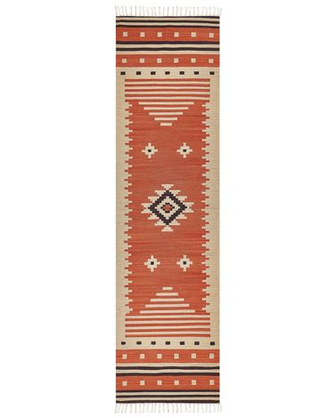 Vloerkleed GAVAR Oranje 80 x 300 cm Katoen Kelim