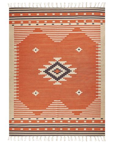 Vloerkleed GAVAR Oranje 160 x 230 cm Katoen Kelim