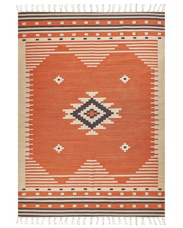 Vloerkleed GAVAR Oranje 200 x 300 cm Katoen Kelim