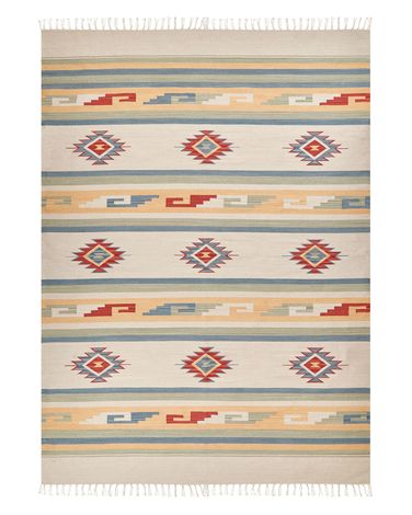Vloerkleed APARAN Beige 140 x 200 cm Katoen Kelim