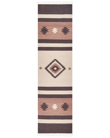 Vloerkleed ARAGATS Beige 80 x 300 cm Katoen Kelim