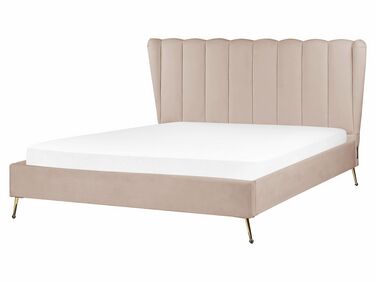 Bed Velvet MIRIBEL 160 x 200 cm (EU King Size) Taupe