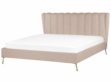 Bed Velvet MIRIBEL 180 x 200 cm (EU Super King) Taupe