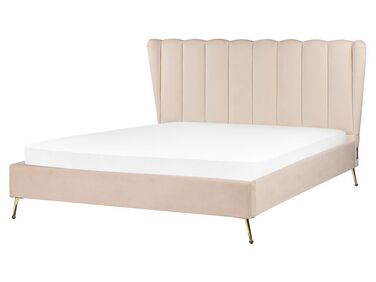 Bed Velvet MIRIBEL 160 x 200 cm (EU King Size) Beige