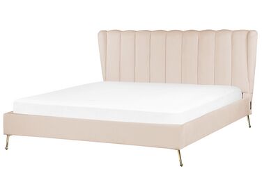 Bed Velvet MIRIBEL 180 x 200 cm (EU Super King) Beige