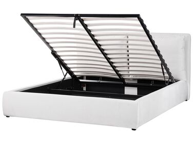 Ottoman Bed Velvet BAJONNA 160 x 200 cm (EU King Size) Off-White