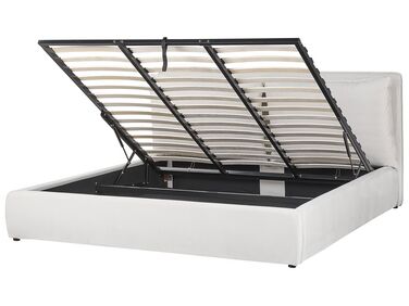 Ottoman Bed Velvet BAJONNA 180 x 200 cm (EU Super King) Off-White