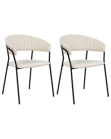 Set of 2 Dining Chairs MARIPOSA Velvet Off-White