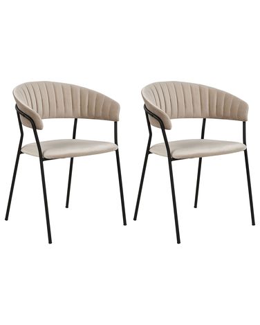 Set of 2 Dining Chairs MARIPOSA Velvet Taupe