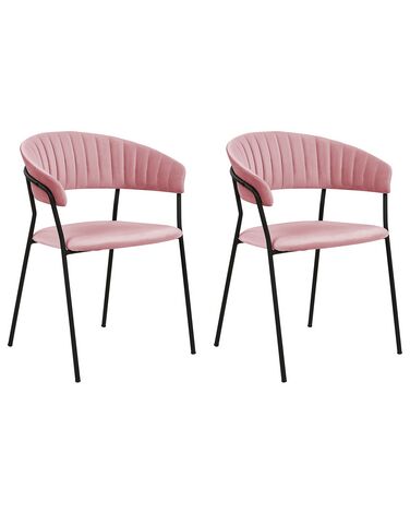 Set of 2 Dining Chairs MARIPOSA Velvet Pink
