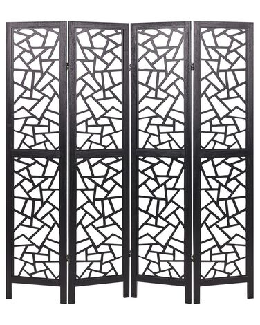 4 Panel Room Divider PIANLARGO Black 163 cm 170 cm