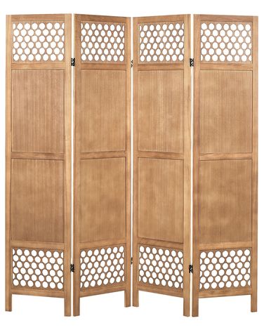 4 Panel Room Divider CERTOSA Light Brown 163 cm 170 cm