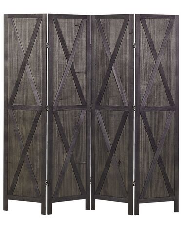 4 Panel Room Divider RIDANNA Dark Brown 163 cm 170 cm
