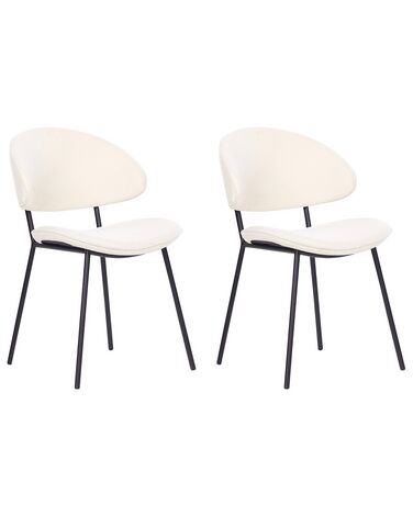 Set of 2 Dining Chairs KIANA Fabric Light Beige