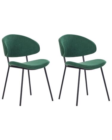 Set of 2 Dining Chairs KIANA Fabric Dark Green