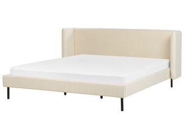 Bed Velvet ARETTE 180 x 200 cm (EU Super King) Light Beige