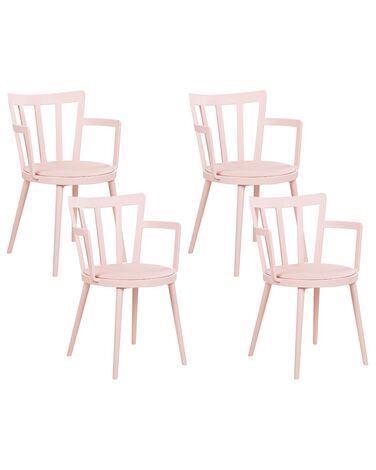 Set of 4 Dining Chairs MORILL Pastel Pink