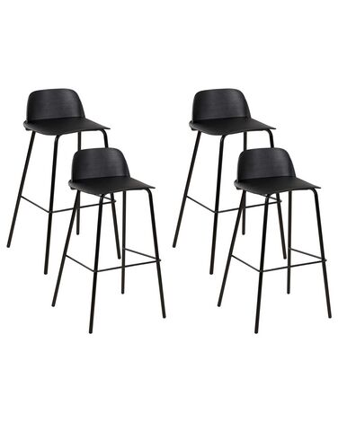 Set of 4 Bar Chairs MORA Black