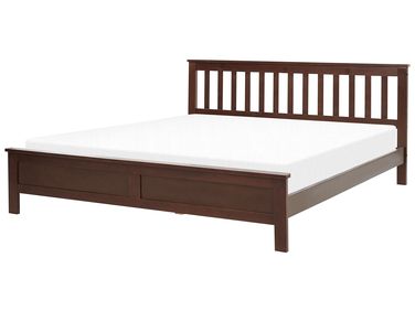 Bed Pine Wood MAYENNE 180 x 200 cm (EU Super King) Dark Brown
