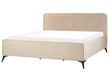 Bed Velvet VALOGNES 180 x 200 cm (EU Super King) Taupe