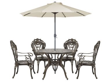 Tuinset 4-zits SAPRI met parasol (16 opties) Metaal Donkerbruin