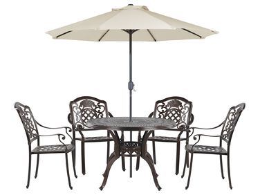 Tuinset 4-zits SALENTO met parasol (16 opties) Metaal Donkerbruin