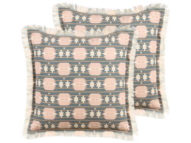 Set van 2 sierkussens DIANTHUS 60 x 60 cm Meerkleurig geometrisch patroon
