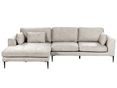 Corner Sofa 3 Seater FLAM Velvet Grey Right Hand