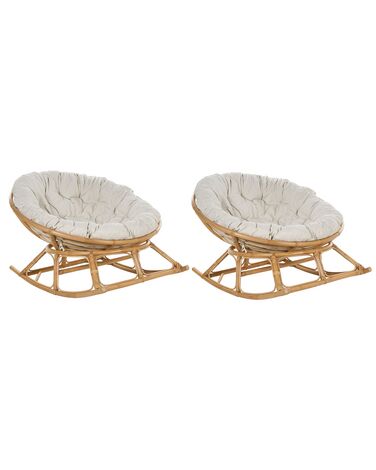 Set of 2 Rocking Chairs ORVIETO Rattan Natural