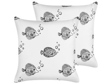 Set van 2 sierkussens TWEEDIA Katoen 45 x 45 cm Wit