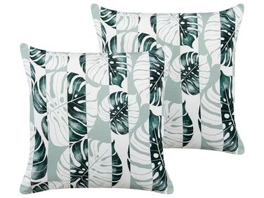 Set of 2 Outdoor Cushions TERMINI Plant Pattern 45 x 45 cm Green