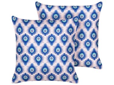 Set of 2 Outdoor Cushions CERIANA Animal Pattern 45 x 45 cm Blue