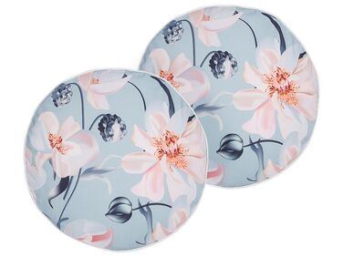 Set van 2 tuinkussens APRICALE bloempatroon 40 x 40 cm Blauw