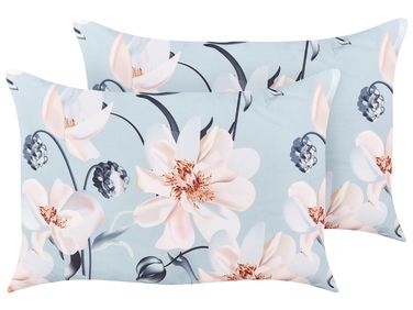 Set van 2 tuinkussens APRICALE bloempatroon 40 x 60 cm Blauw