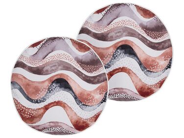 Set of 2 Outdoor Cushions SEBORGA Abstract Pattern 40 x 40 cm Brown