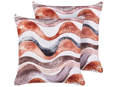 Set van 2 tuinkussens SEBORGA abstract patroon 45 x 45 cm Bruin