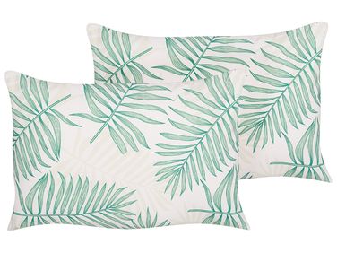 Set of 2 Outdoor Cushions POGGIO Plant Pattern 40 x 60 cm Green