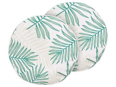 Set of 2 Outdoor Cushions POGGIO Plant Pattern 40 x 40 cm Green