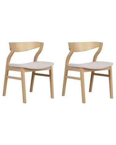 Set of 2 Dining Chairs MAROA Wood Beige
